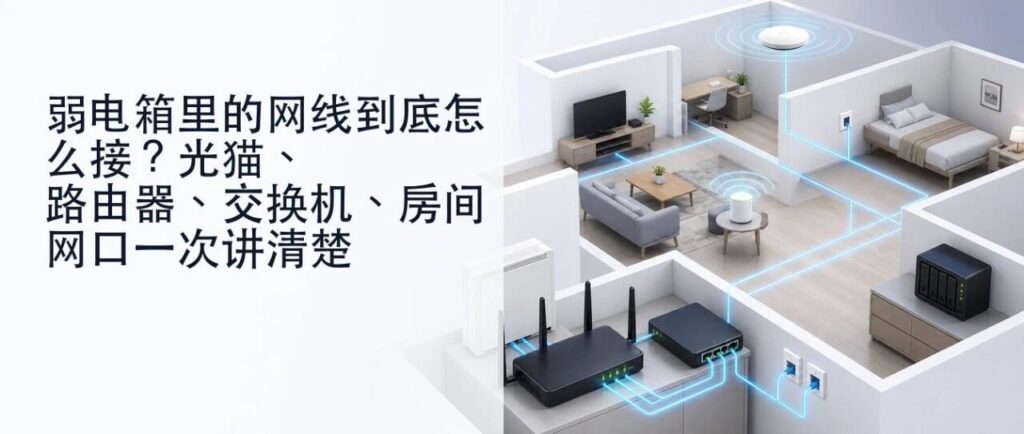 弱电箱里的网线到底怎么接？光猫、路由器、交换机、房间网口一次讲清楚