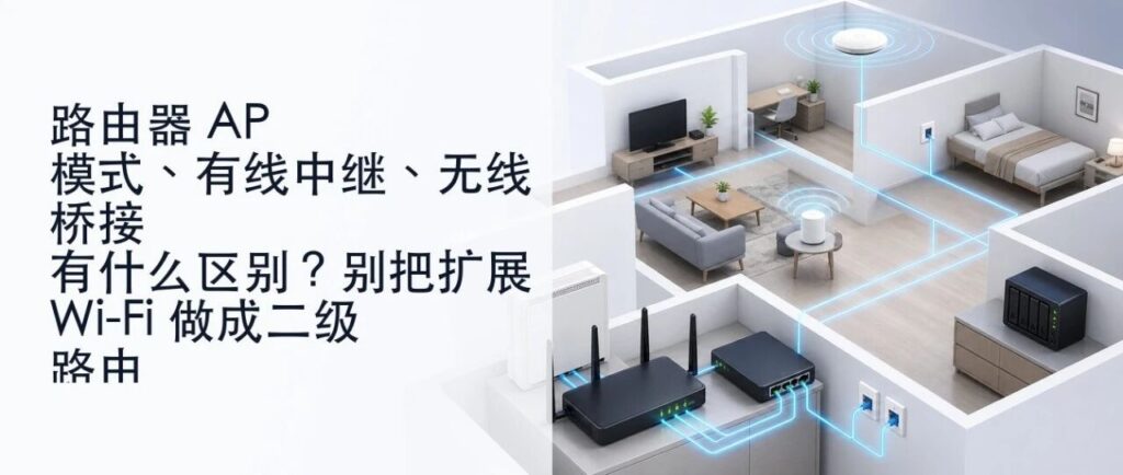 路由器 AP 模式、有线中继、无线桥接有什么区别？别把扩展 Wi-Fi 做成二级路由