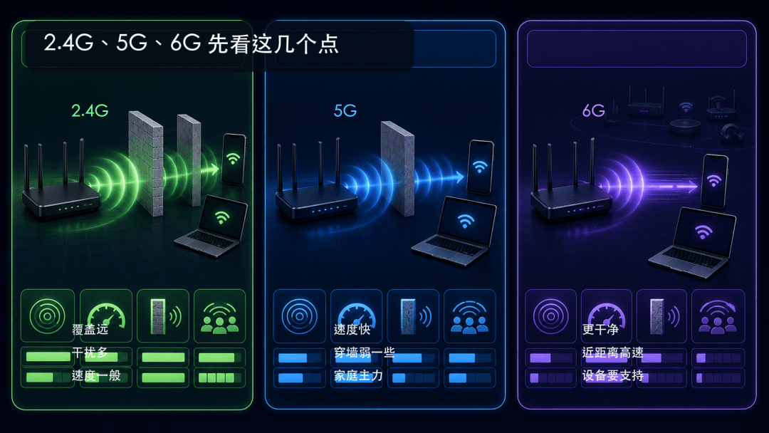 2.4G、5G、6G Wi-Fi 有什么区别？家里到底该连哪个？