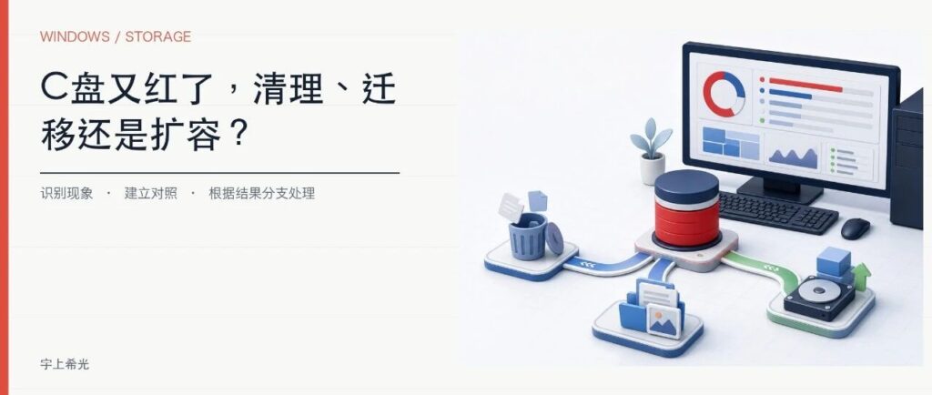 C盘又红了,先别急着装清理软件:到底该清理、迁移还是扩容?