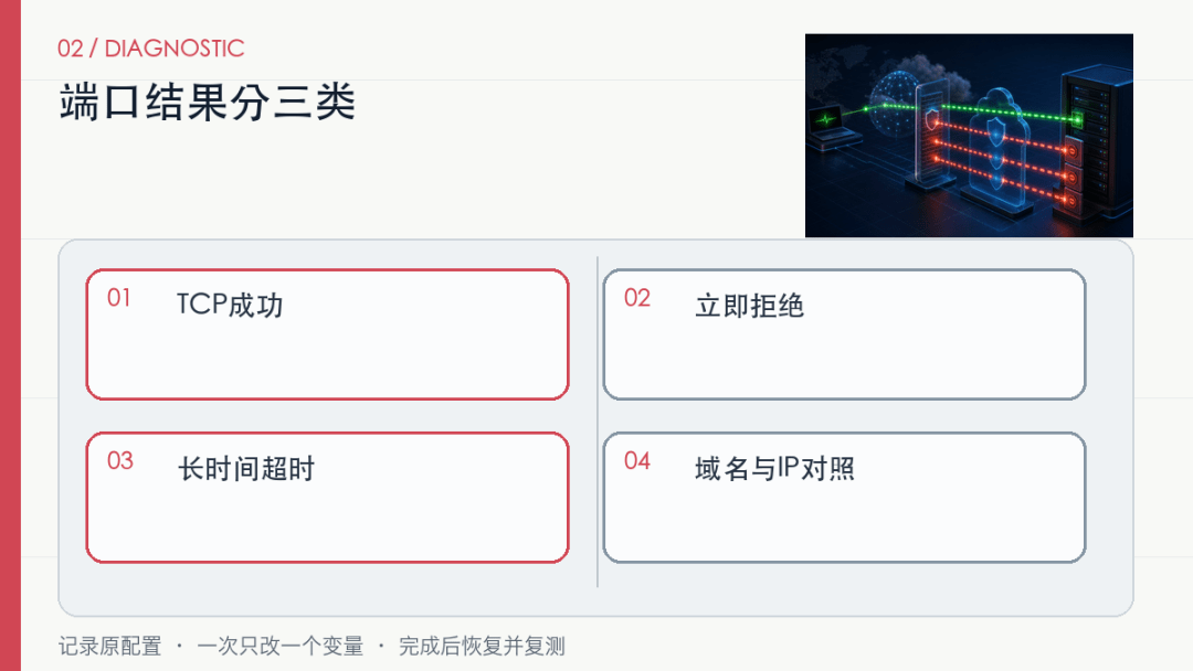能ping通服务器，为什么80、443、22端口还是不通？按5层查